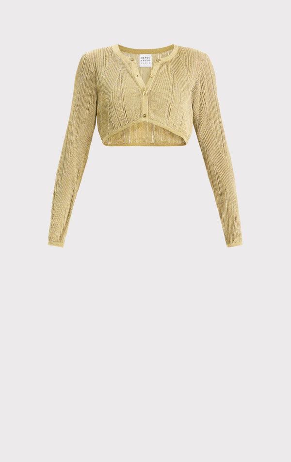 METALLIC CROPPED L/S CARDIGAN