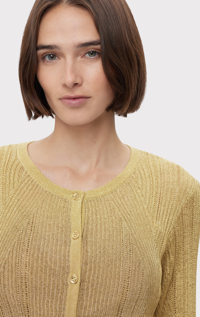 METALLIC CROPPED L/S CARDIGAN