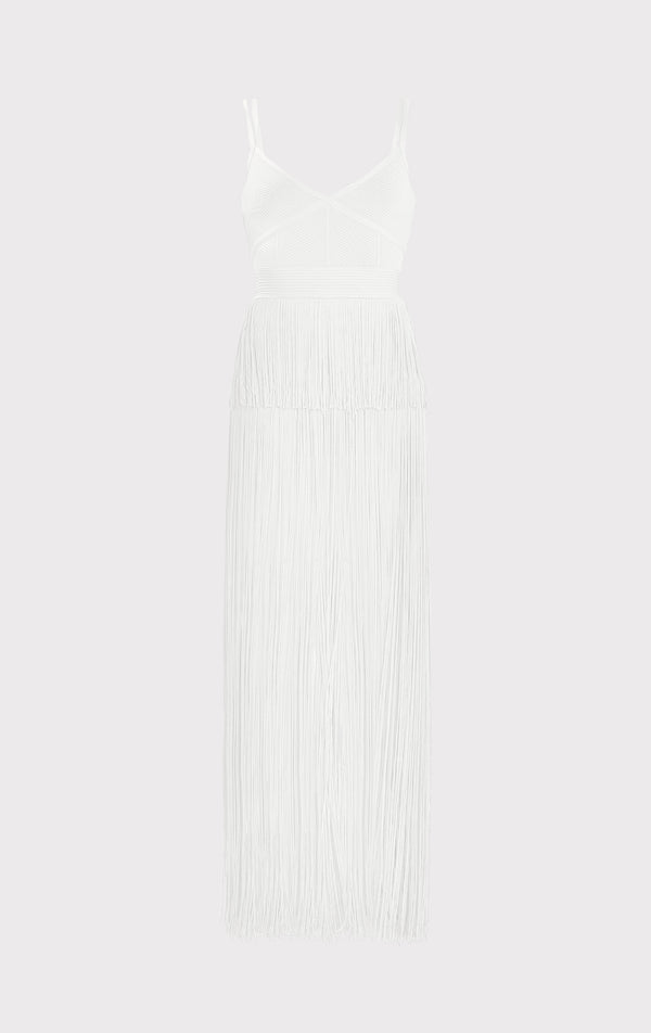 STRAPPY OTTOMAN FRINGE GOWN