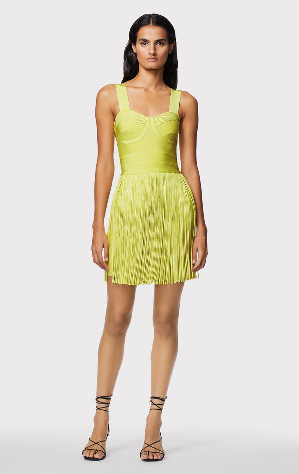 BUSTIER FRINGE MINI DRESS