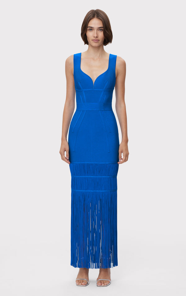 SWEETHEART FRINGE S/L GOWN