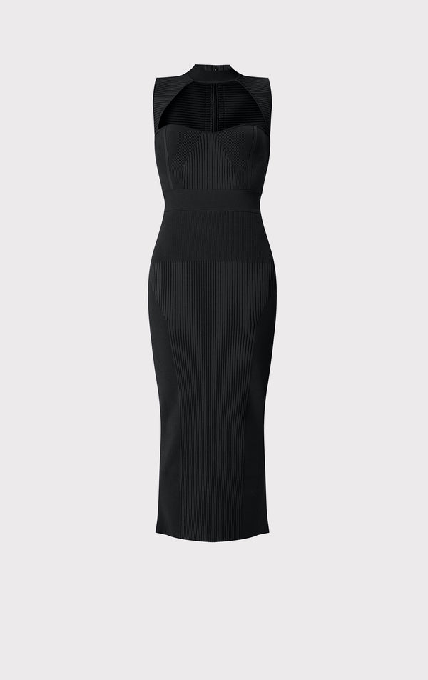 MIXED RIB MIDI DRESS