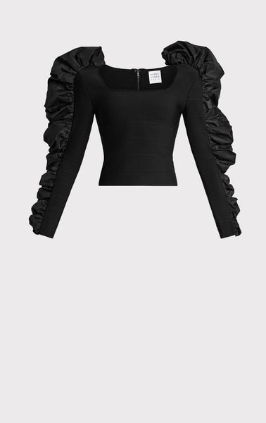 RUCHED NYLON RUFFLE TOP
